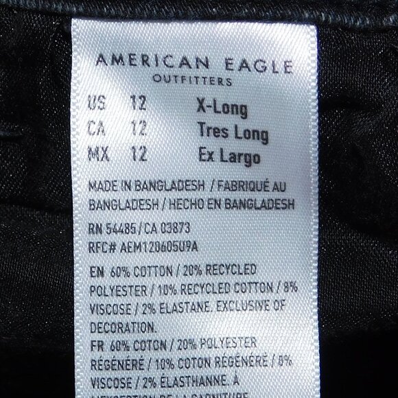 American Eagle Skinny Kick Jeans - Size 12, X-Long - Picture 3 of 3